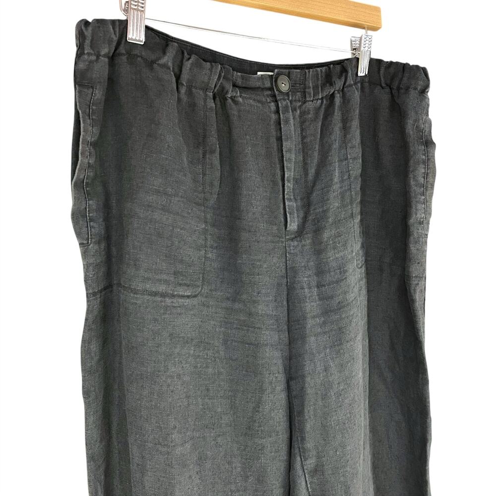 VINCE 100% Hemp Relaxed Wide-Leg Utility Pants in Dark Night Lake Black Size 14 - Picture 3 of 8